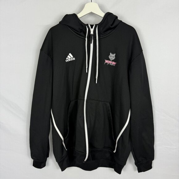 Metro BDA Wolves Adidas Jacket Size XL Full Zip Hoodie Sweatshirt Black Logo - Picture 1 of 10